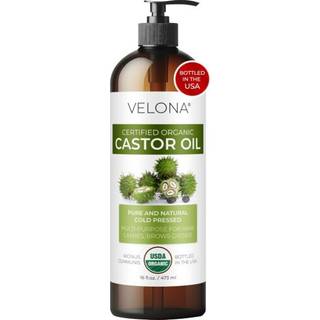 velona USDA certificeret organisk ricinusolie - 16 oz (med pumpe) | For Hrvkst Boost jenvipper jenbryn | Koldpresset Natural Oil USP Grade |
