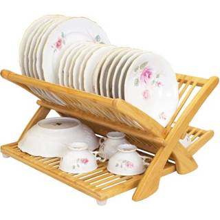 Helt bambus øko sammenfoldelig skål tørring rack naturlig bambus