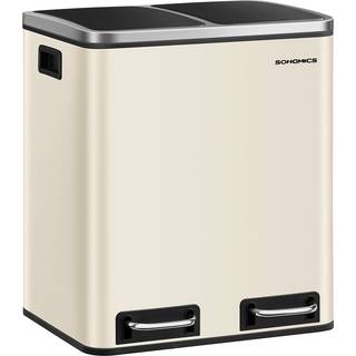 SONGMICS Kitchen Bin, 2 x 15 L Double Bin for Recycling and Waste, Pedal Bin, 15 Liners Included, Inner Buckets, Soft Close for Small Families, Steel,
