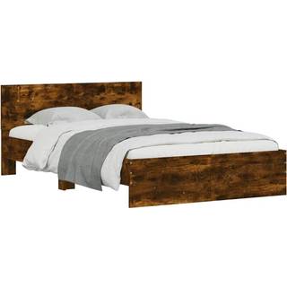 Sengeramme Med Sengegavl Og Led-Lys - Røget eg / 140 x 190 cm