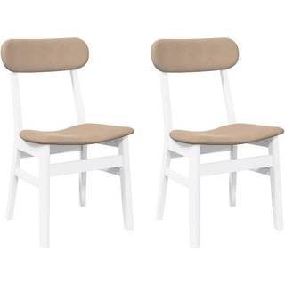 Spisebordsstole Massivt Gummitræ - Hvid og brun