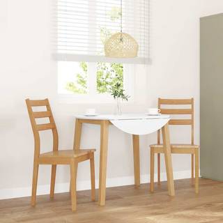 Spisebordsstole Med Hynder Massivt Gummitræ Hvid - Naturfarvet