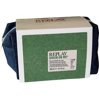 Giftset Replay Green On Me Man Edt 100ml + Pochette
