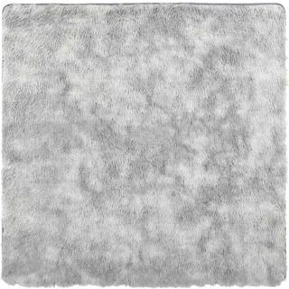 shaggy gulvtæppe NAVARRA 160x160 cm høje luv polyester lysegrå