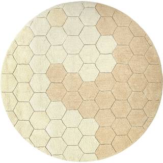 Lorena Canals  Vaskbart Gulvtæppe Rund Honeycomb, Guldfarvet