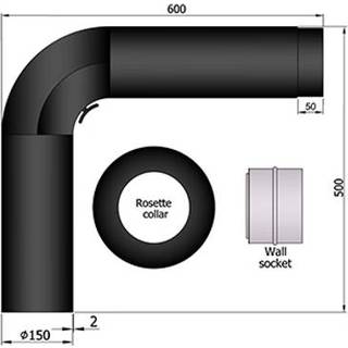 Kaminexperten rørsæt rund komplet, Ø150 mm, sort