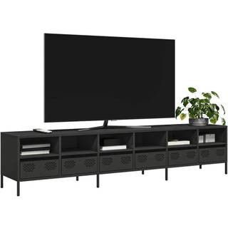 Tv-Bord 68X39X43,5 Cm Koldvalset Stål - 202 cm / Sort