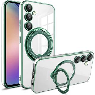 EIDERWOOD Fleksibelt Plastik Cover m. Kickstand - Samsung Galaxy S25 - MagSafe Kompatibel - Gennemsigtig/Grøn