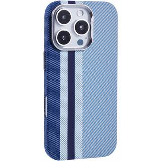 iPhone 16 Pro - EIDERWOOD Mønstret Carbon Cover - MagSafe Kompatibel - Blue Stripes