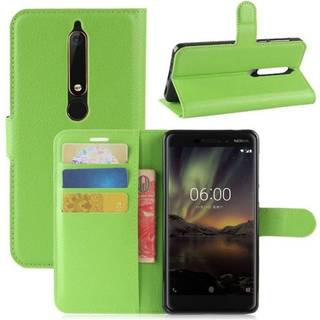 Nokia 6 (2018) litchi tekstur PU læder flip etui - Grøn