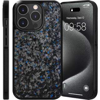 EIDERWOOD iPhone 15 Pro Carbon Cover m. Skridsikker Kant - MagSafe Kompatibelt - Blå