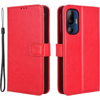 HTC U24 Pro (5G) - EIDERWOOD Blankt Læder Cover m. Pung & Strop - Rød