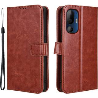 HTC U24 Pro (5G) - EIDERWOOD Blankt Læder Cover m. Pung & Strop - Brun