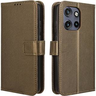 Motorola Edge 50 Neo (5G)/Moto S50 (5G)/ThinkPhone 25 (5G) - EIDERWOOD Vegansk Læder Flip Cover m. Diamant Tekstur - Brun