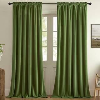JoyDeco Green Velvet Curtains 72 tommer 2 panelrum mørkere super blød fløjlsgardiner til soveværelse stue termisk isoleret vindue gardiner luksus