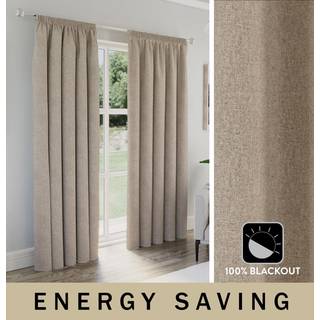 Enhanced Living Enhanced Living Natural Dallas Blackout Thermal Pair of Tape Top Curtains