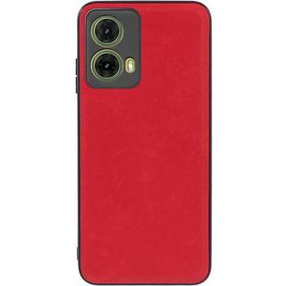 Motorola Moto G35 (5G) - EIDERWOOD Læderbelagt Fleksibelt Plastik Cover - Rød