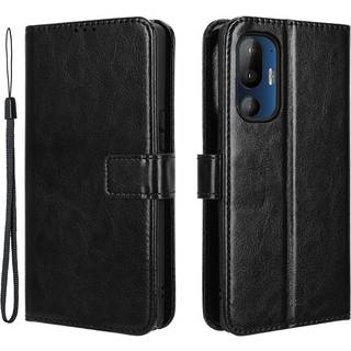 EIDERWOOD HTC U24 Pro (5G) Blankt Læder Cover m. Pung & Strop - Sort
