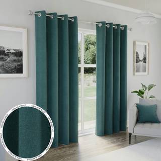 Enhanced Living Enhanced Living Teal Austin Blackout Thermal Linen Look Pair of Eyelet Curtains
