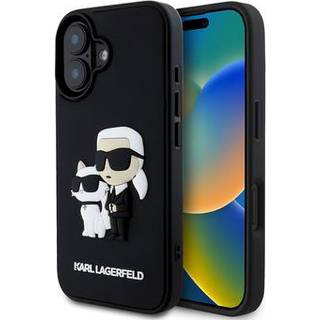 iPhone 16 Plus Karl Lagerfeld 3D Rubber Karl & Choupette NFT Cover - sort