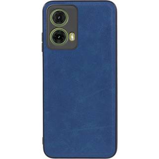 Motorola Moto G35 (5G) - EIDERWOOD Læderbelagt Fleksibelt Plastik Cover - Blå