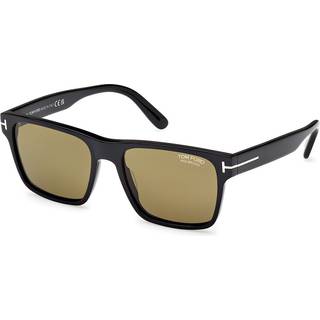 TOM FORD Mand FT1205 CALDER 01H Solbriller Acetat Sort Brun Firkantet Polariseret