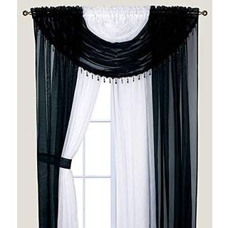 Sapphire Home Window Sheer Curtains - To tone 4 paneler sat med valance og bindinger 55 """" x 63 """" Privatliv Voile -vindue gardiner til stue sove
