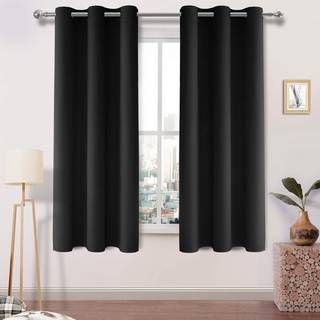 DWCN Blackout Curtains Room Darkering Thermal Isolated Grommet Window Curtain til soveværelse Stue 42 x 72 inches Længde sort tyk gardin sæt på 2
