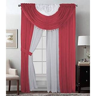 Sapphire Home Windows Sheer Curtains - To tone 4 paneler indstillet med valance og bindinger 55 """" x 84 """" Privatliv Voile -vindue gardiner til s
