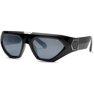 Philipp Plein Mand SPP153 PLEIN REFLECT Z42X Solbriller Injiceret Sort Røg Maske Normal Spejl