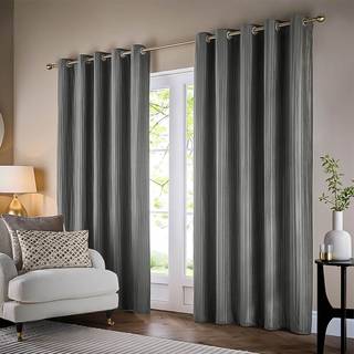 Paoletti Paoletti Dove Grey Corinthian Velvet Room Darkening Lined Eyelet Curtain Pair