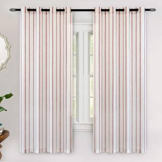 DriftAway Farmhouse Linned Blend Blackout Gardiner Vertikale stribede trykte linnedgardiner til soveværelse Termisk isoleret land Rust Grommet Fo