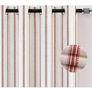 DriftAway Farmhouse Linned Blend Blackout Gardiner 96 tommer lange til soveværelse Lodret stribet trykte linnedgardiner Termisk isoleret Grommet