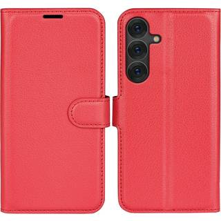 EIDERWOOD Samsung Galaxy S25+ (Plus) Stødresistent Læder Wallet Cover med Litchi Tekstur - Rød