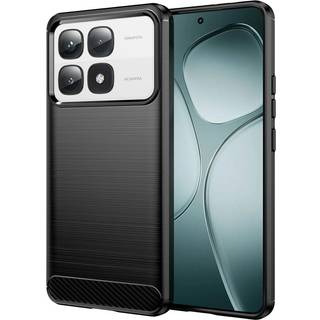 EIDERWOOD Xiaomi 14T Pro Brushed Carbon Fiber Fleksibelt Plastik Cover - Sort