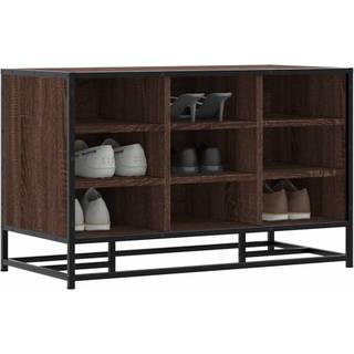 skobænk 84x40x53,5 cm konstrueret træ metal brun egetræsfarve