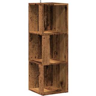 hjørnereol 33x33x100 cm konstrueret træ antikt træ