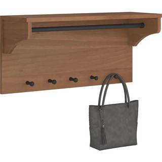 Væghængt Knagerække Sandnes 87X30X42 Cm Massivt Fyrretræ - Mørkebrun