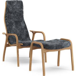 Swedese Lamino lænestol med fodskammel olieret eg/fåreskind Charcoal (mørkegrå)
