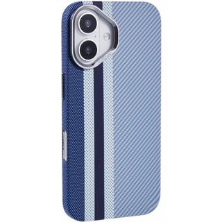 iPhone 16 - EIDERWOOD Mønstret Carbon Cover - MagSafe Kompatibel - Blue Stripes