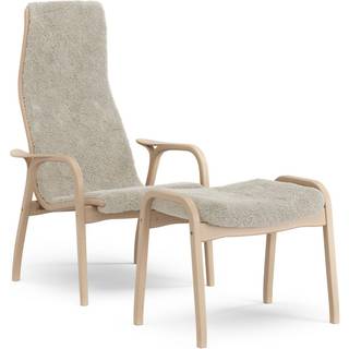 Swedese Lamino lænestol med fodskammel lakeret bøg/fåreskind Moonlight (beige)