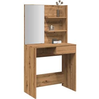 makeupbord med spejl 74,5x40x141 cm kunsteg