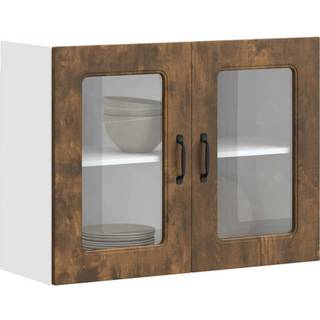 køkkenvægskab med vitrinelåge "Kalmar" røget eg konstrueret træ