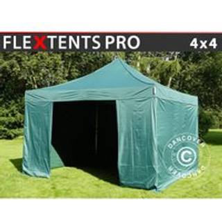Foldetelt FleXtents Easy up pavillon PRO 4x4m Grøn, inkl. 4 sider