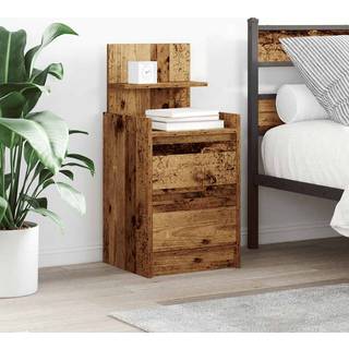 Sengebord Med 2 Skuffer 38X34X80 Cm - 1 / Gammelt træ