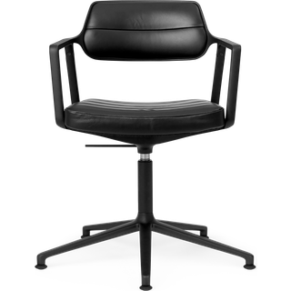 Vipp453 swivel+ kontorstol sort læder sort stel glidere