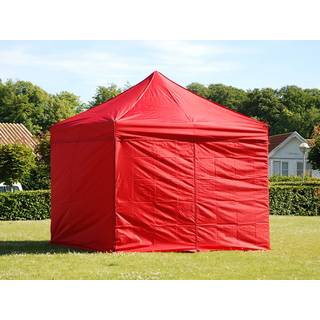 Foldetelt FleXtents Easy up pavillon PRO Steel 3x3m Rød, inkl. 4 sider