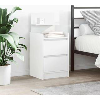 Sengebord Med 2 Skuffer 38X34X80 Cm - 1 / Hvid