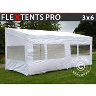 Foldetelt FleXtents Easy up pavillon PRO Trapezo 3x6m Hvid, inkl. 4 sider