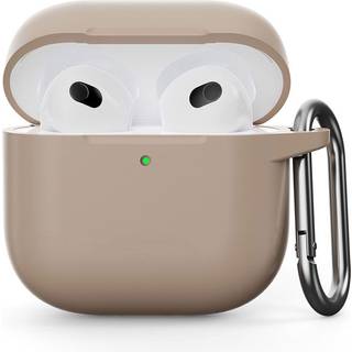 AirPods 4 etui silikone med krog i sand pink